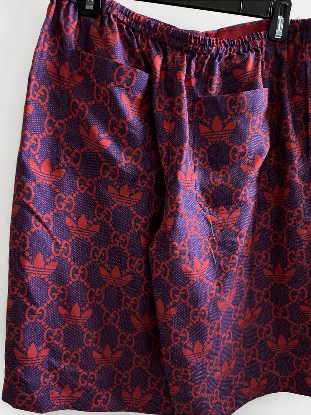 adidas x Gucci GG Trefoil Silk Shirt & Shorts Set IT 50